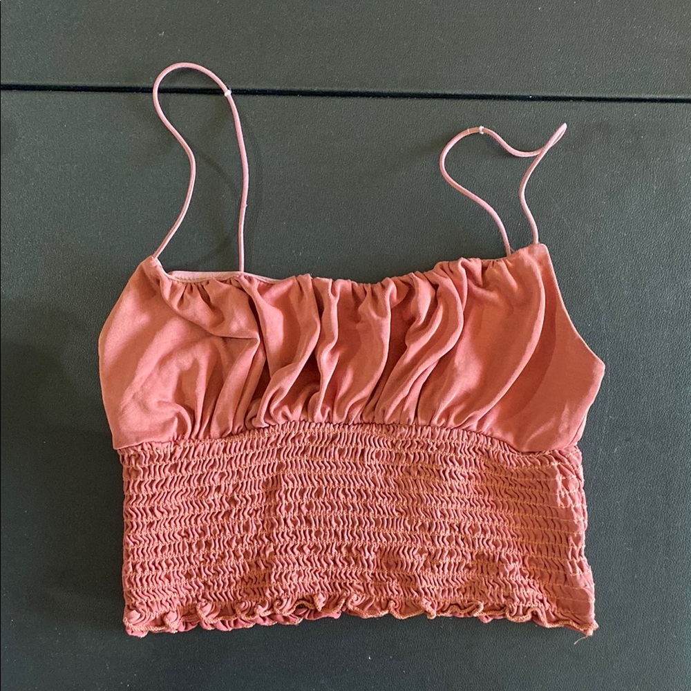 Urban Outfitters Pink Ruched Smocked Camisole